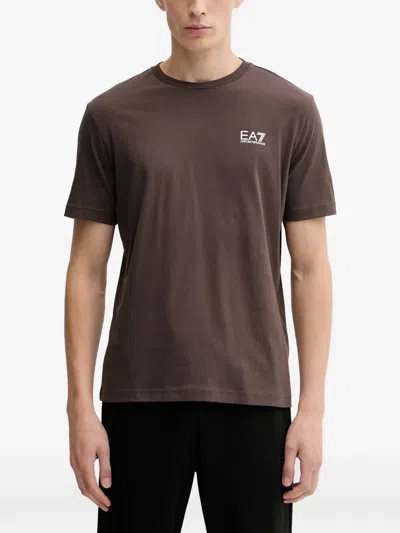 Ea7 Logo-print Short-sleeve T-shirt In Brown