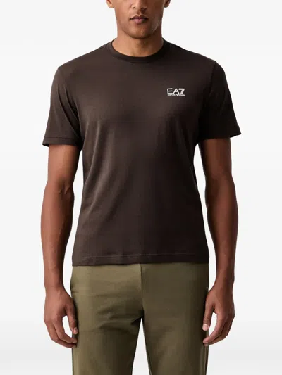 Ea7 Logo-print Short-sleeve T-shirt In Brown