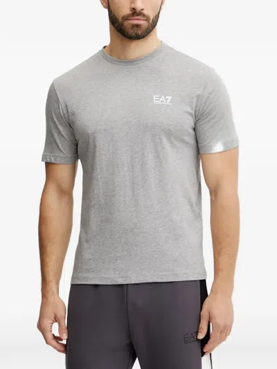 Ea7 Logo-print Short-sleeve T-shirt In Gray