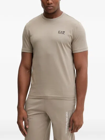 Ea7 Logo-print Short-sleeve T-shirt In Neutral