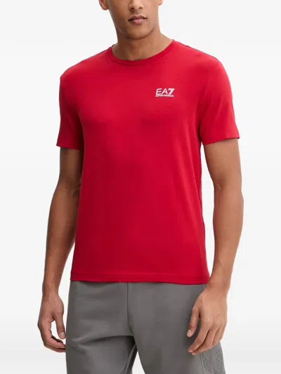 Ea7 Logo-print Short-sleeve T-shirt In Red