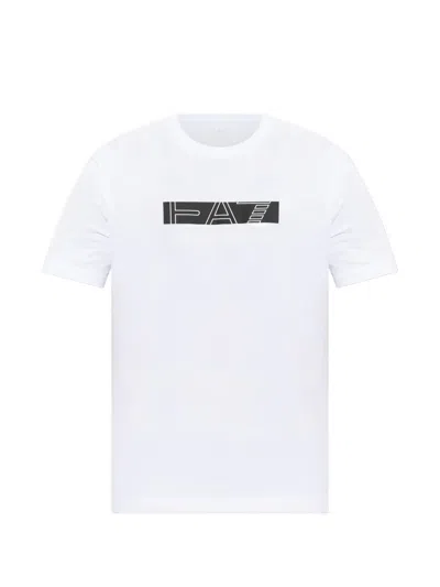 Ea7 Logo-print Short-sleeve T-shirt In White