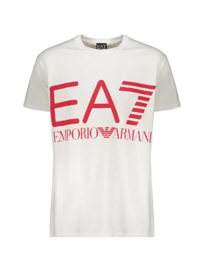 Ea7 Logo-print Short-sleeve T-shirt In White