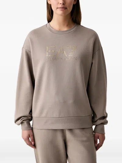 Ea7 Logo-print Sweatshirt In Brown