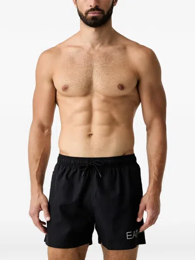 Ea7 Logo-print Swim Shorts In Black