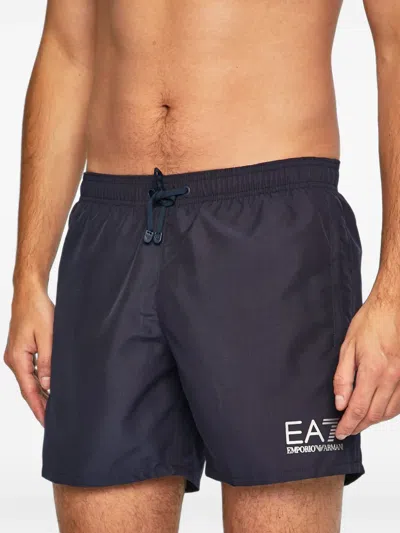 Ea7 Logo-print Swim Shorts In Black