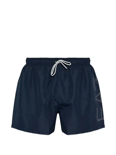 Ea7 Logo-print Swim Shorts In Blue