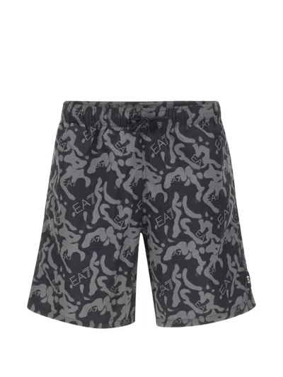 Ea7 Logo-print Swim Shorts In Multi