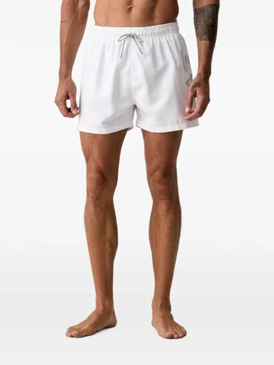 Ea7 Logo-print Swim Shorts In White