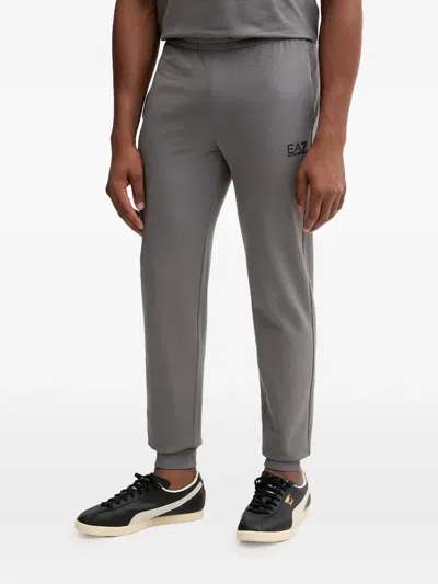 Ea7 Logo-print Track Pants In Gray