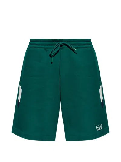 Ea7 Logo-print Track Shorts In Green