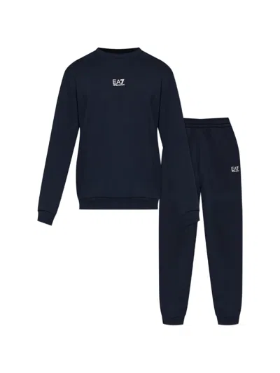 Ea7 Logo-print Tracksuit In Blue