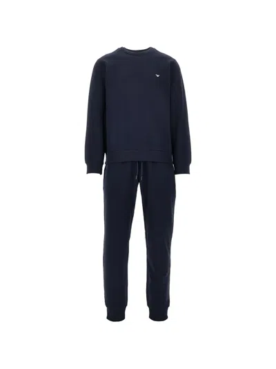 Ea7 Logo-print Tracksuit In Blue
