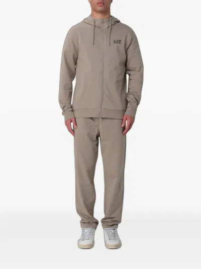 Ea7 Logo-print Tracksuit In Neutral