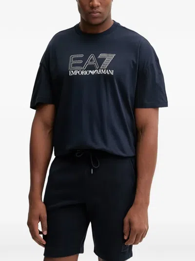 Ea7 Logo-print T-shirt In Blue