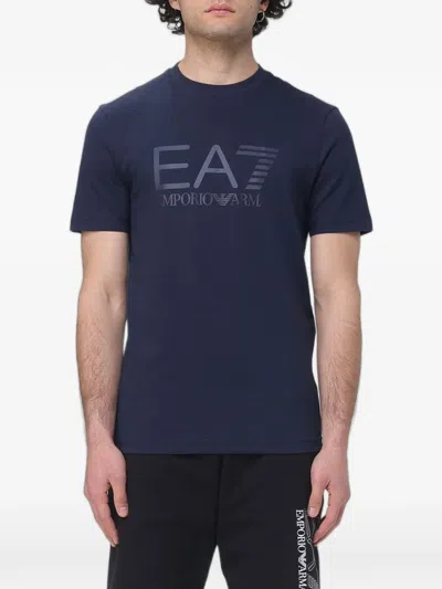 Ea7 Logo-print T-shirt In Blue