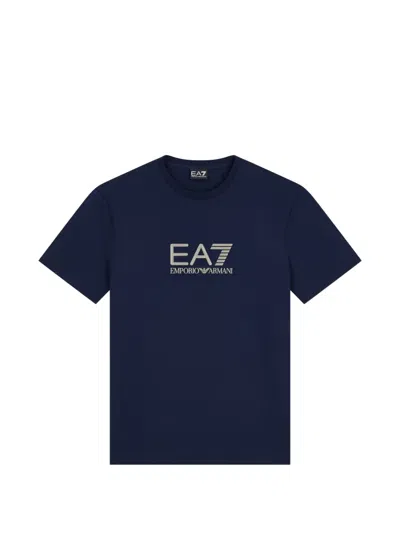 Ea7 Logo-print T-shirt In Blue