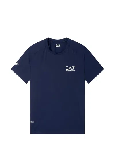 Ea7 Logo-print T-shirt In Blue