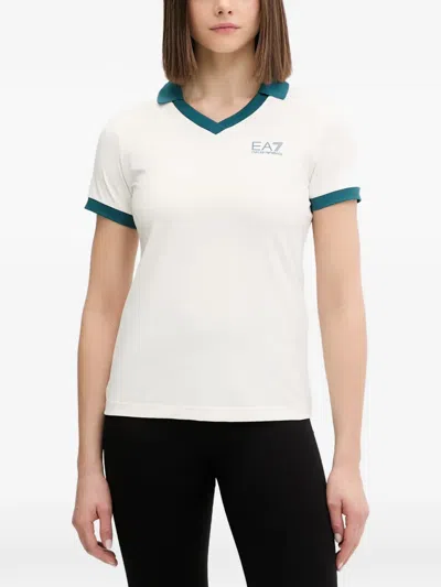 Ea7 Logo-print T-shirt In Neutral