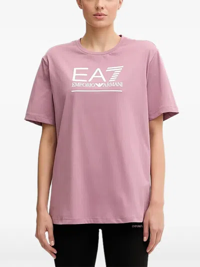 Ea7 Logo-print T-shirt In Pink