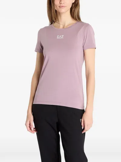 Ea7 Logo-print T-shirt In Purple