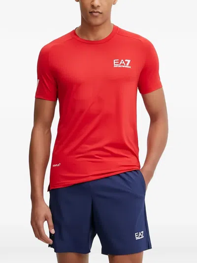 Ea7 Logo-print T-shirt In Red