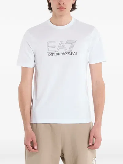 Ea7 Logo-print T-shirt In White