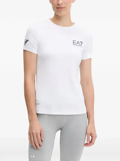Ea7 Logo-print T-shirt In White