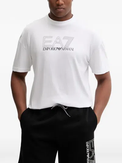 Ea7 Logo-print T-shirt In White