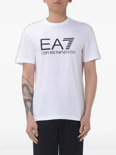 Ea7 Logo-print T-shirt In White