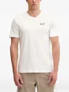 Ea7 Logo-print V-neck T-shirt In White