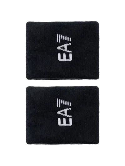 Ea7 Logo-print Wristbands In Black