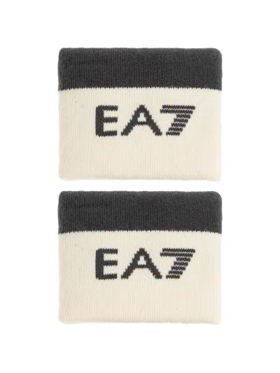 Ea7 Logo-print Wristbands In White