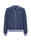 Ea7 Logo-print Zip-up Bomber Jacket In Blue