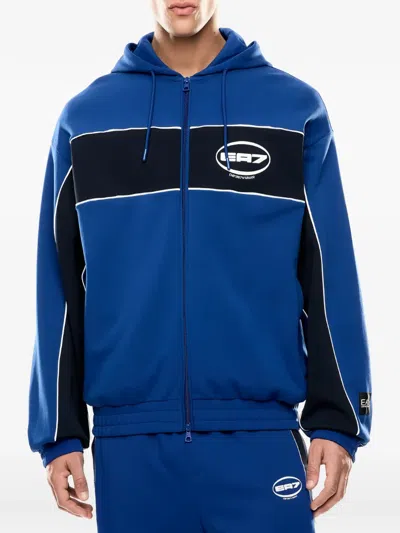 Ea7 Logo-print Zip-up Hoodie In Blue