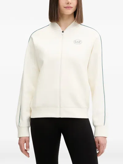 Ea7 Logo-print Zip-up Jacket In White
