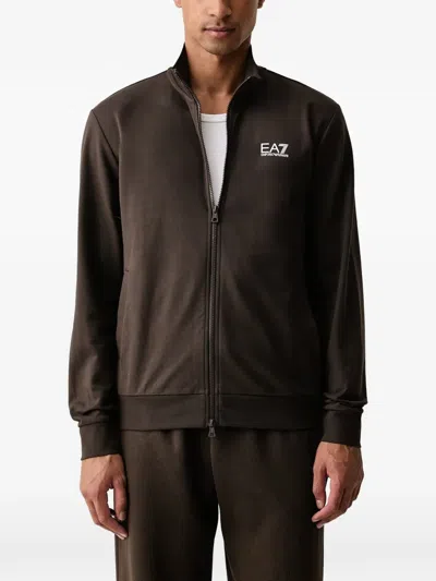 Ea7 Logo-print Zip-up Sweatshirt In Black