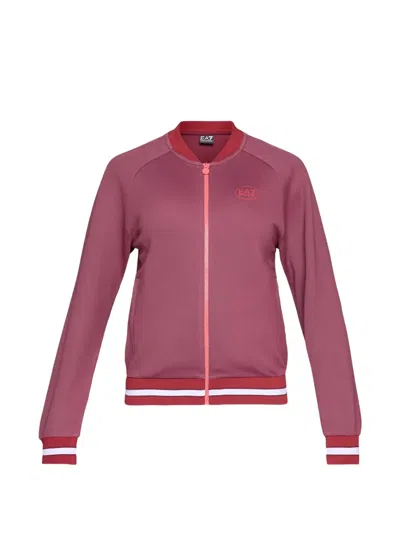 Ea7 Logo-print Zip-up Track Jacket In Pink