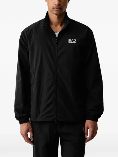 Ea7 Logo-print Zip-up Tracksuit In Black