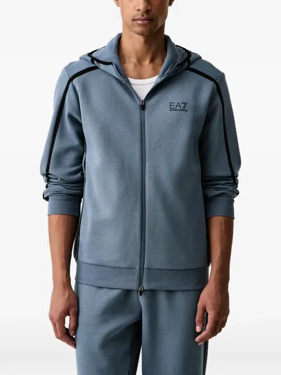 Ea7 Logo-print Zip-up Tracksuit In Blue