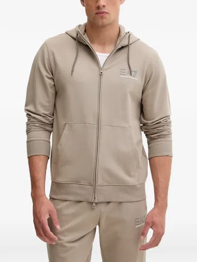 Ea7 Logo-print Zip-up Tracksuit In Brown