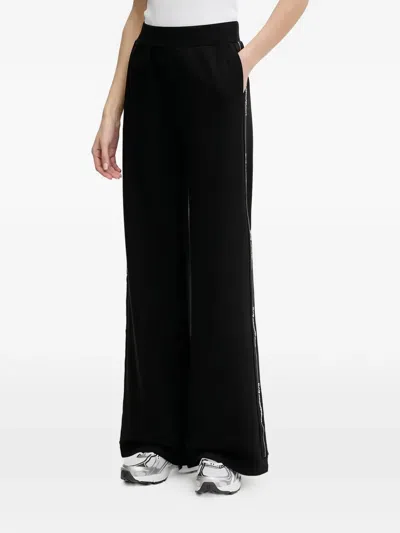 Ea7 Logo-stripe Track Pants In Black