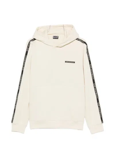 Ea7 Logo-tape Hoodie In White