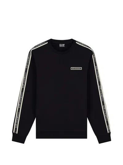 Ea7 Logo-tape Sweatshirt In Black