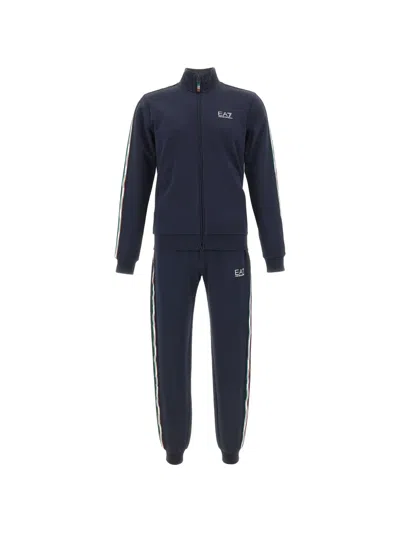 Ea7 Logo-tape Tracksuit In Blue