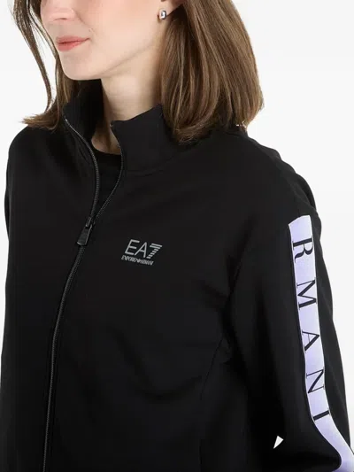 Ea7 Logo-tape Zip-up Jacket In Black