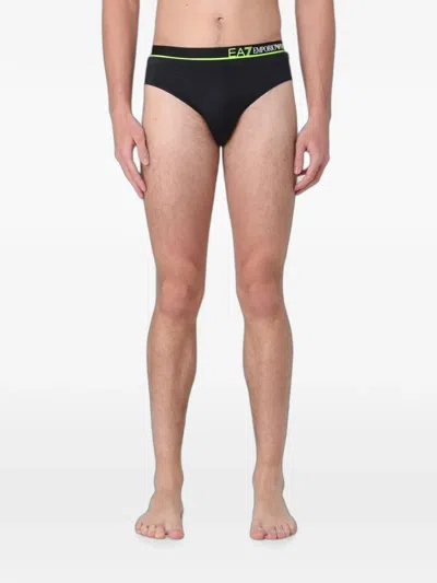 Ea7 Logo-waistband Swim Briefs In Black