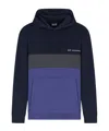Ea7 Athletic Colour Block Hooded Sweatshirt In Nylon And Viscose Blend In Blue