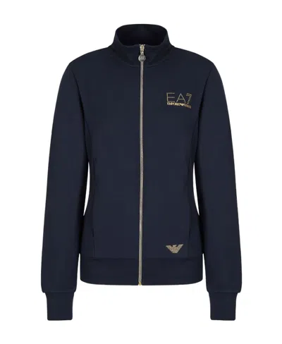 Ea7 Long-sleeve Zip-up Sweatshirt In Black