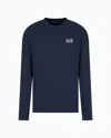 Ea7 Crew Neck T-shirt Core Identity In Cotton With Long Sleeves In Blue